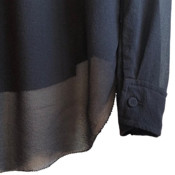Aritzia Wilfred 100 Percent Silk Sheer Long Sleeve Top Black Extra Small - Picture 4 of 10
